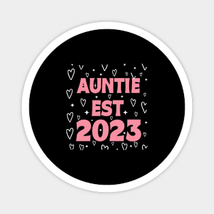 Auntie Est 2023 Funny Colorful Aunties Saying Tee for Women Magnet